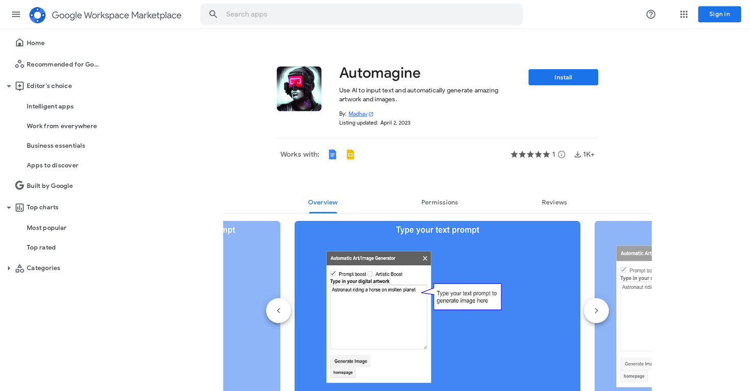 Automagine preview