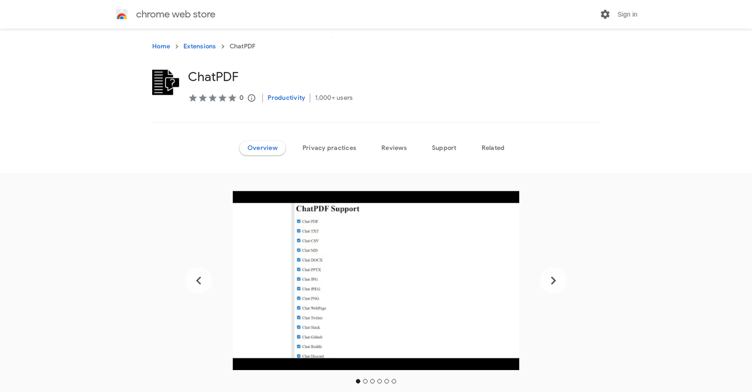 ChatPDF extension preview