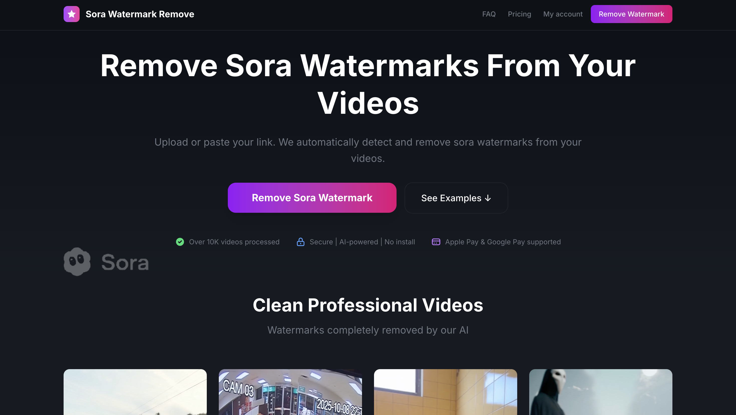 Sora watermark remove tool preview