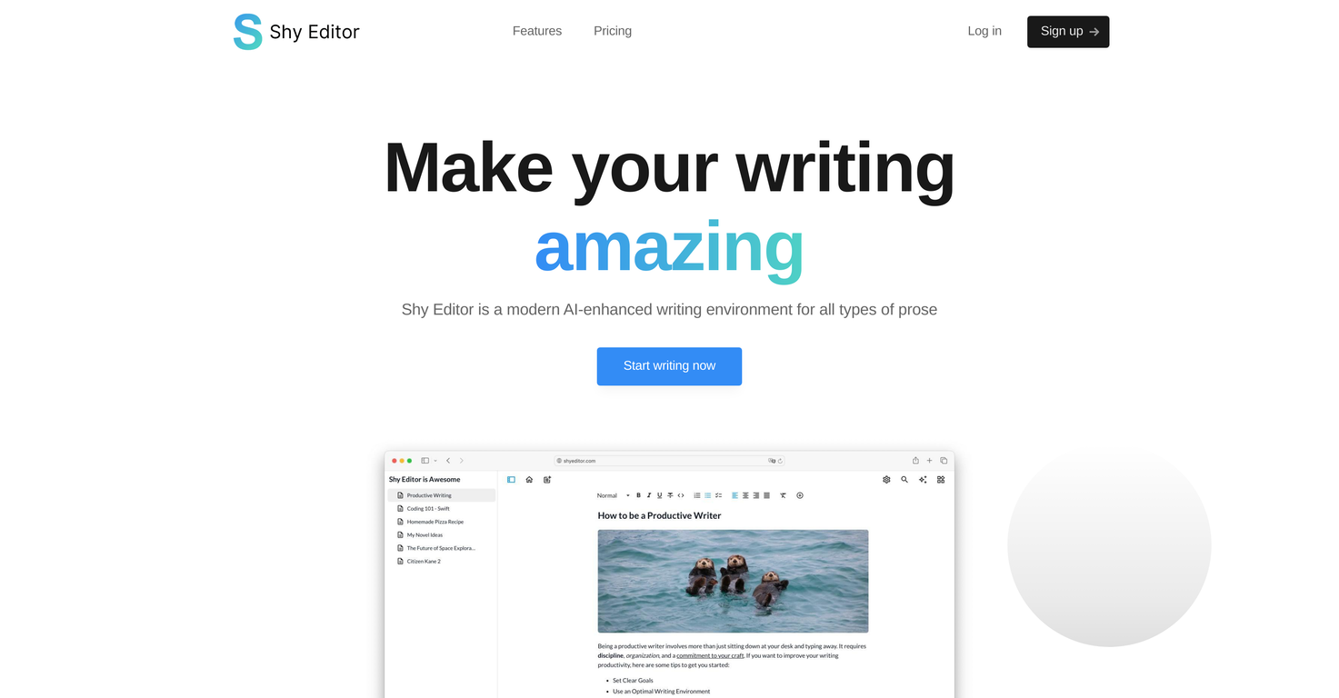 Shy Editor preview